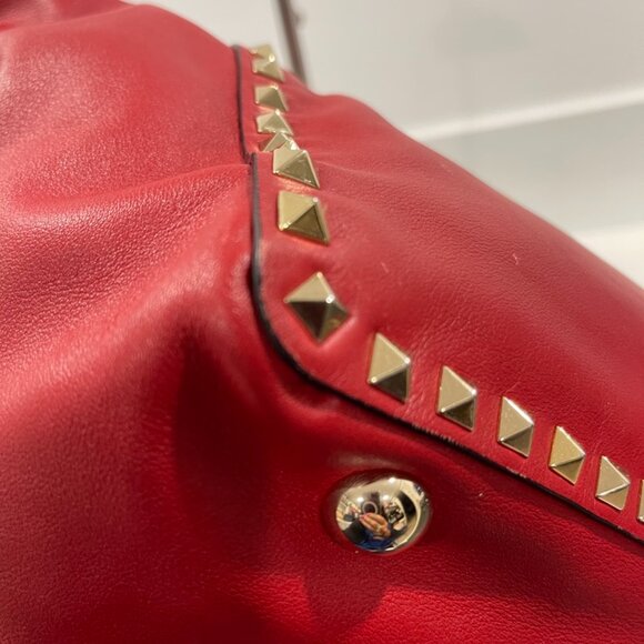 Valentino Red Leather Rockstud Trapeze Large Tote Bag (JB1090) - Picture 4 of 10
